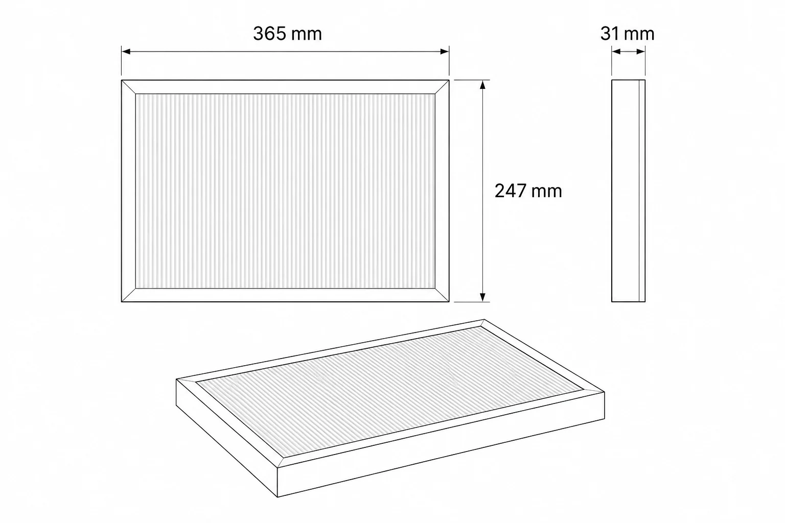 Pollenfilter till Flexit Nordic S4 F7 ePM1 55% 247x365x31 mm